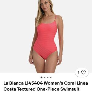 La Blanca L45347 Women’s Coral Linea Costa Textured One-Piece Swimsuit Size 16